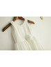 Coral Blue Ivory Chiffon Beach Wedding Flower Girl Dress
